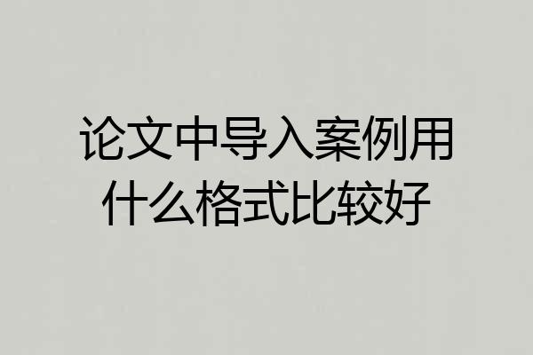 论文中导入案例用什么格式比较好