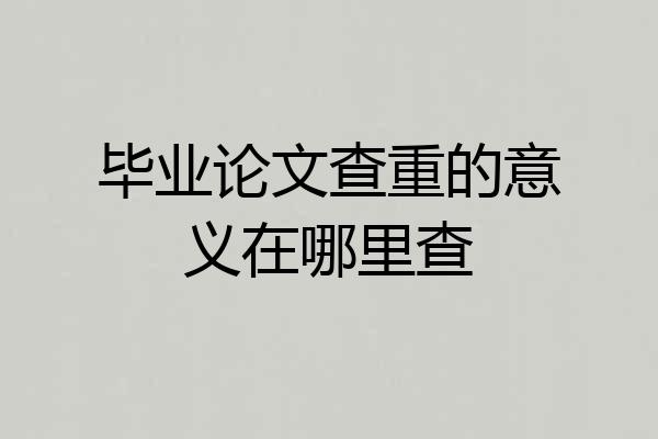 毕业论文查重的意义在哪里查