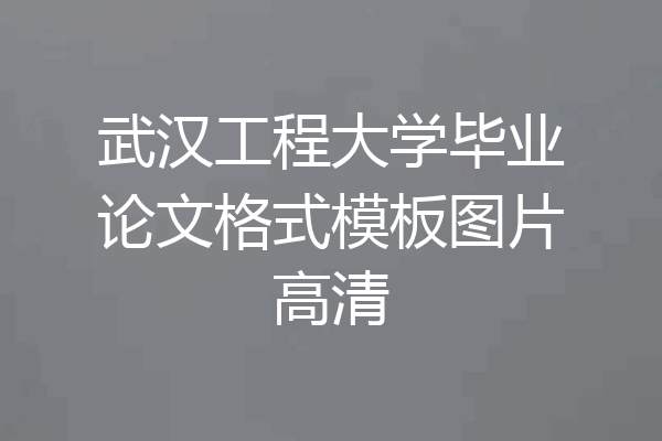 武汉工程大学毕业论文格式模板图片高清
