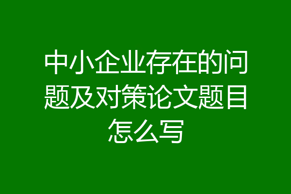 中小企业存在的问题及对策论文题目怎么写