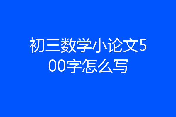 初三数学小论文500字怎么写