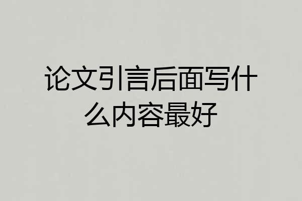 论文引言后面写什么内容最好
