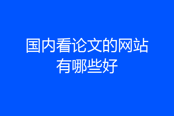 国内看论文的网站有哪些好