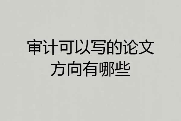 审计可以写的论文方向有哪些