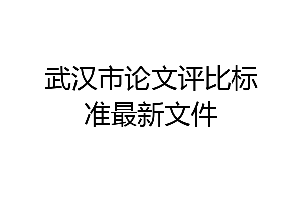 武汉市论文评比标准最新文件