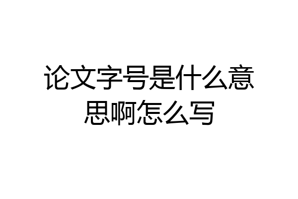 论文字号是什么意思啊怎么写