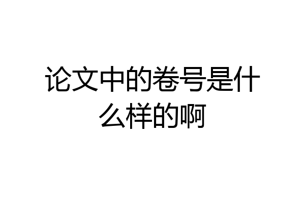论文中的卷号是什么样的啊