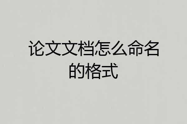 论文文档怎么命名的格式