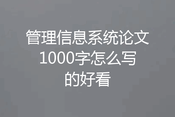 管理信息系统论文1000字怎么写的好看