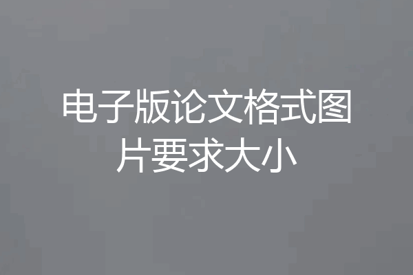 电子版论文格式图片要求大小