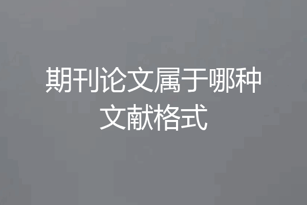期刊论文属于哪种文献格式