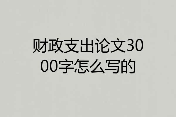 财政支出论文3000字怎么写的