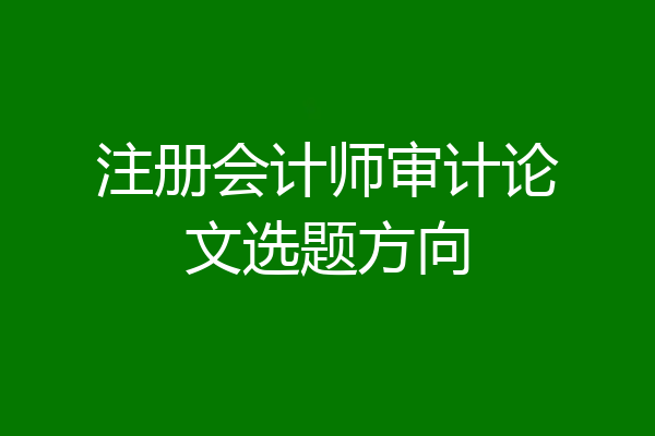 注册会计师审计论文选题方向