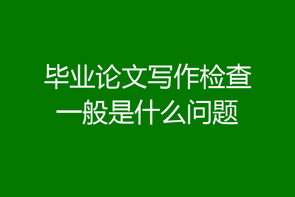 毕业论文写作检查一般是什么问题