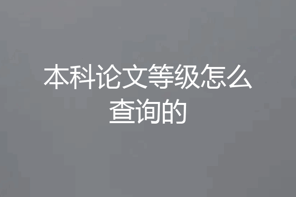 本科论文等级怎么查询的