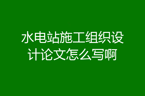 水电站施工组织设计论文怎么写啊