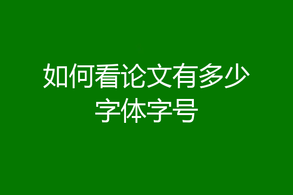 如何看论文有多少字体字号