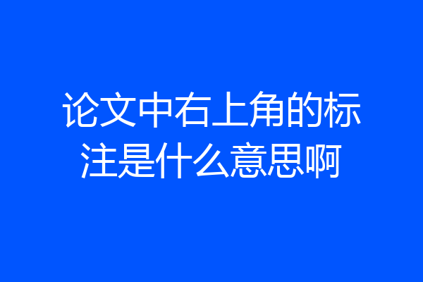 论文中右上角的标注是什么意思啊