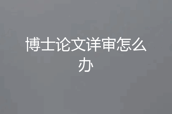博士论文详审怎么办