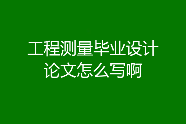 工程测量毕业设计论文怎么写啊
