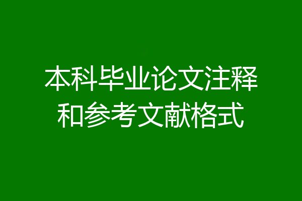 本科毕业论文注释和参考文献格式