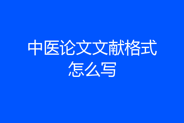 中医论文文献格式怎么写