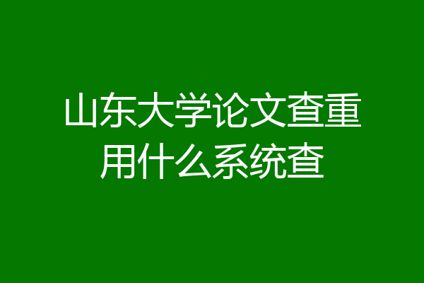 山东大学论文查重用什么系统查