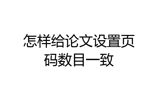 怎样给论文设置页码数目一致