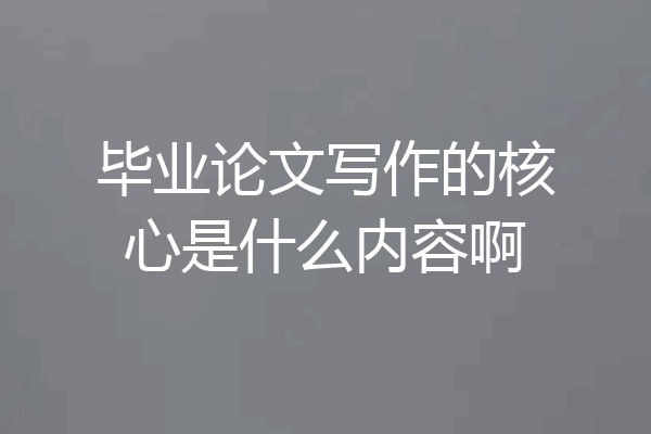 毕业论文写作的核心是什么内容啊