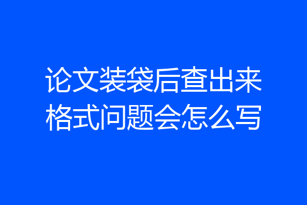 论文装袋后查出来格式问题会怎么写