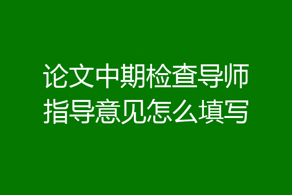 论文中期检查导师指导意见怎么填写