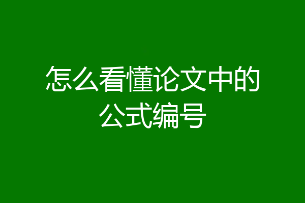 怎么看懂论文中的公式编号