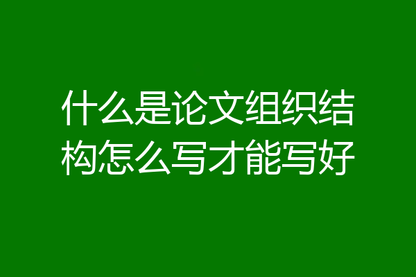 什么是论文组织结构怎么写才能写好