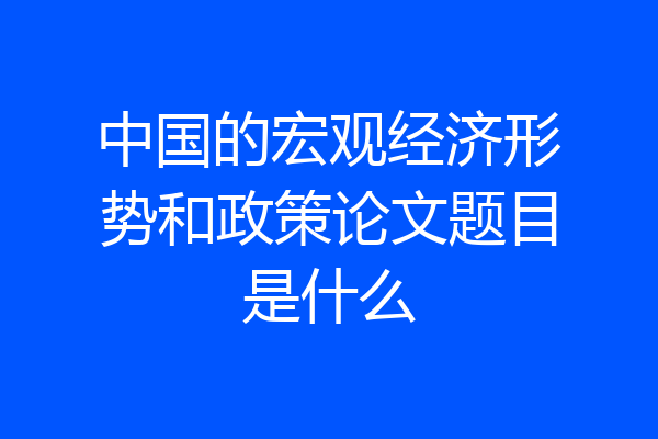 中国的宏观经济形势和政策论文题目是什么