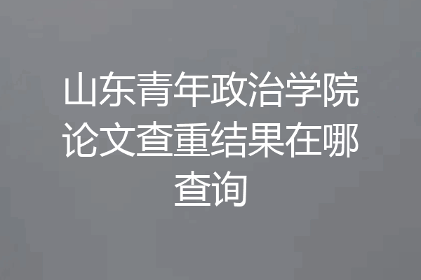 山东青年政治学院论文查重结果在哪查询