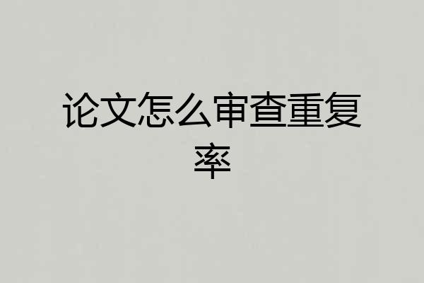 论文怎么审查重复率