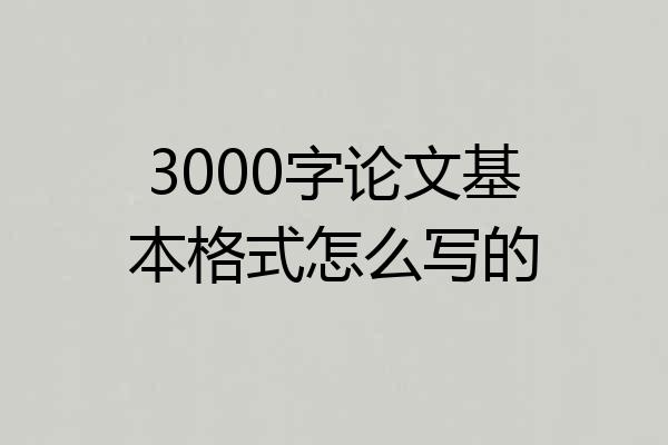 3000字论文基本格式怎么写的