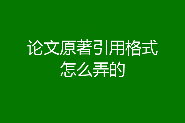论文原著引用格式怎么弄的