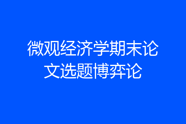 微观经济学期末论文选题博弈论