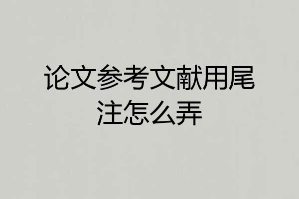 论文参考文献用尾注怎么弄