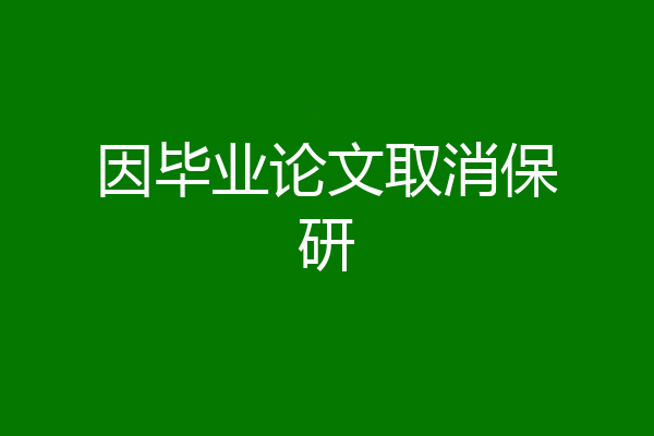 因毕业论文取消保研