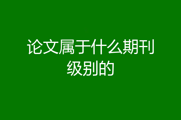 论文属于什么期刊级别的