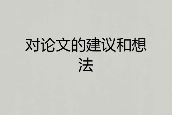 对论文的建议和想法