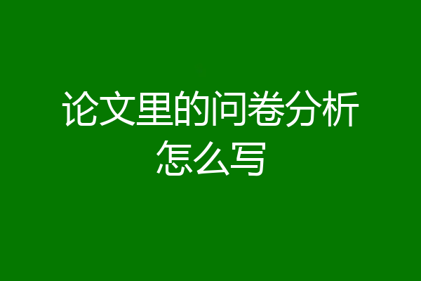 论文里的问卷分析怎么写