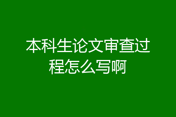 本科生论文审查过程怎么写啊