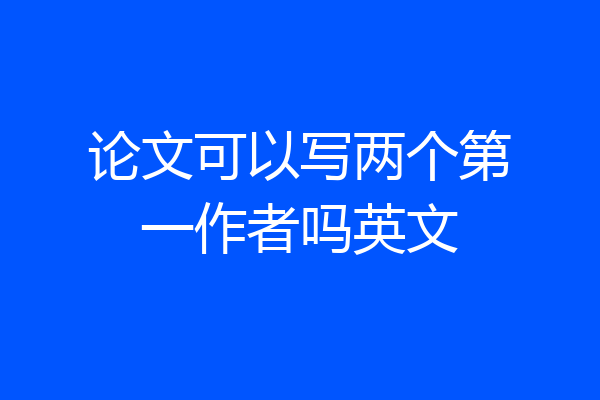 论文可以写两个第一作者吗英文
