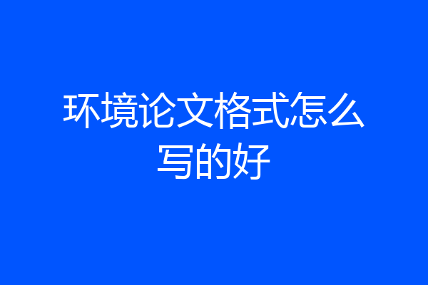 环境论文格式怎么写的好