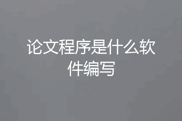 论文程序是什么软件编写