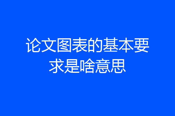 论文图表的基本要求是啥意思