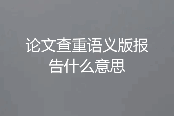 论文查重语义版报告什么意思